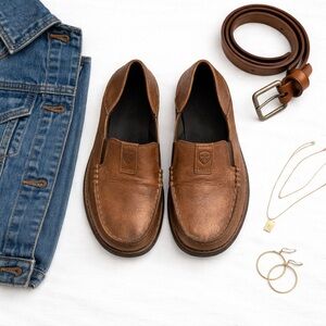 Ariat Cruiser Bronze Slip-On Loafers Women's Size 6.5 B Western Leather in GUC